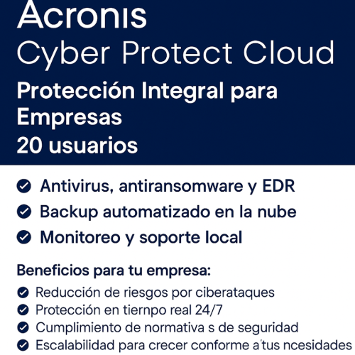 Acronis Cyber Protect Cloud – Protección Integral (20 usuarios)
