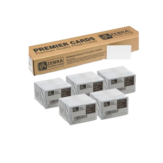 Zebra 104523-111 Paquete de tarjeta blanca CR80.30 tamaño estandar