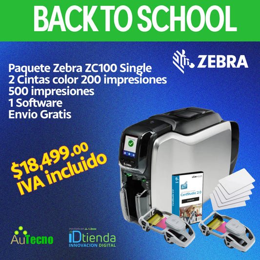 🎓Paquete listo para imprimir: Zebra ZC100, una cara a la vez, paquete completo.