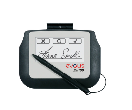 Evolis SIG100 Pad de Firma Bundle ST-BE105-2-UEVL-MB1 para digitalizar firmas al instante