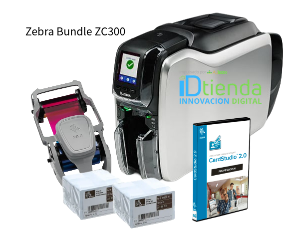 Zebra ZC32-000CQ00LA00 Paquete Impresora + cintas + Software y Tarjetas