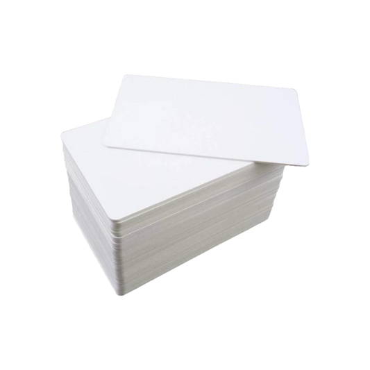 HID Fargo 82267 Paquete de tarjetas blancas con adhesivo Mylar CR80.10