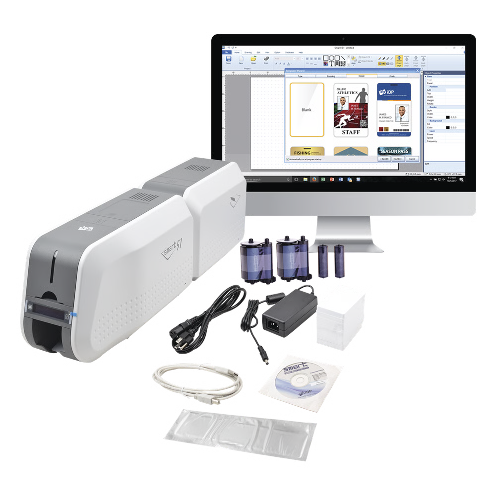 SMART51L - Paquete de  Impresora de tarjetas y credenciales Smart IDP