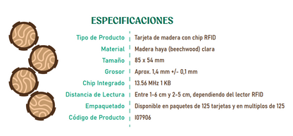 Tarjeta RFID de madera